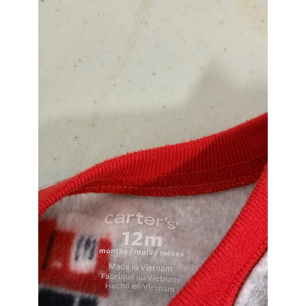 Carters 12M Fleece Footed Pajamas Set of 2 Fire Truck Polar Bear Blue Grey‎ PJs